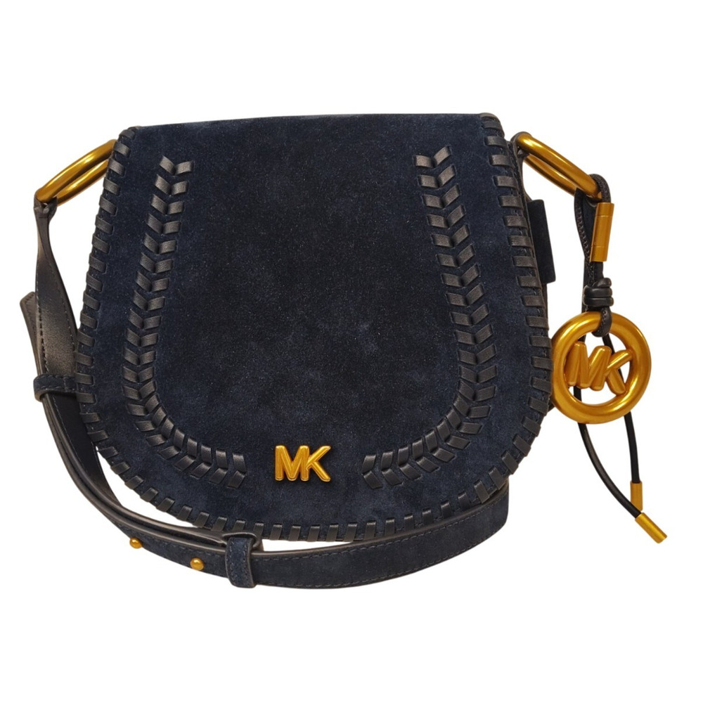 Michael Kors Josie Medium Whipstitched Suede Saddle Bag-Dress Blues/Navy-NWT - Picture 2 of 15